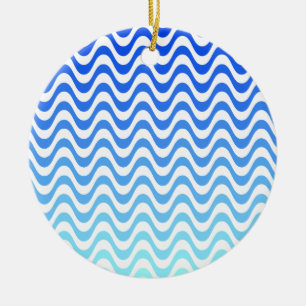 Verloopblauwe golven keramisch ornament