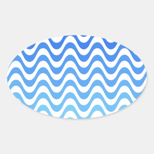 Verloopblauwe golven ovale sticker (Voorkant)