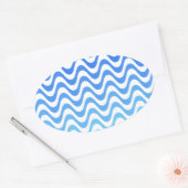 Verloopblauwe golven ovale sticker (Envelop)