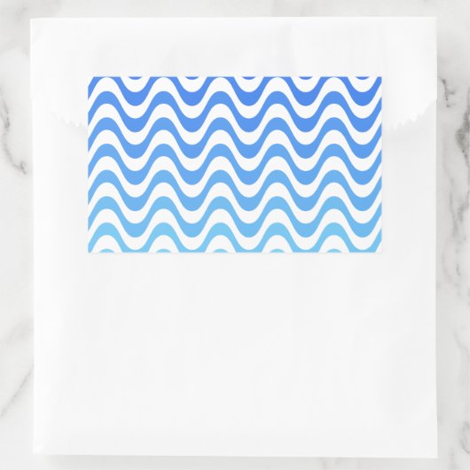 Verloopblauwe golven rechthoekige sticker (Tas)