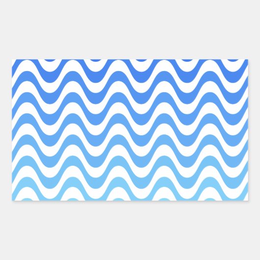 Verloopblauwe golven rechthoekige sticker (Voorkant)
