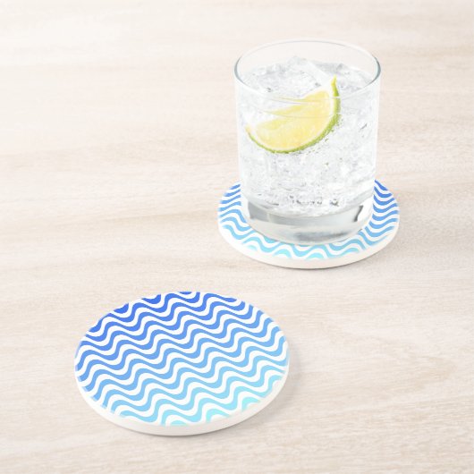 Verloopblauwe golven zandsteen onderzetter (Zijkant)
