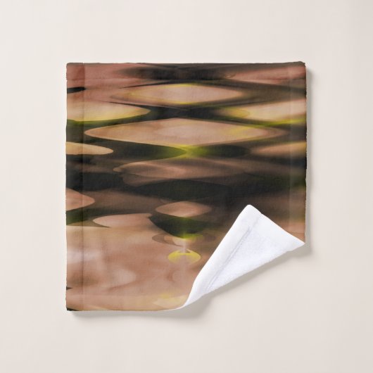 Verloopbruin tot geel vormend abstract zigzag bad handdoek (Wasdoekje)