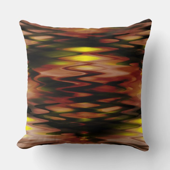 Verloopbruin tot geel vormend abstract zigzag kussen (Voorkant)