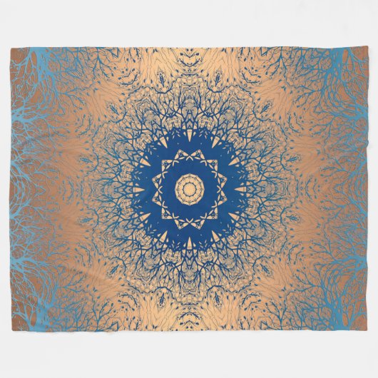 Verloopbruine bronzen zijdevormig sierdeksel fleece deken (Voorkant (Horizontaal))