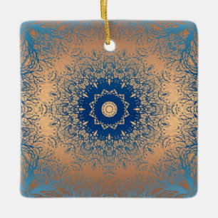 Verloopbruine bronzen zijdevormig sierdeksel keramisch ornament