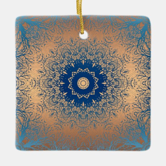 Verloopbruine bronzen zijdevormig sierdeksel keramisch ornament (Voorkant)