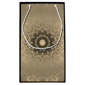 Verloopbruine bronzen zijdevormig sierdeksel klein cadeauzakje (Achterkant)
