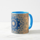 Verloopbruine bronzen zijdevormig sierdeksel mok (Voorkant rechts)