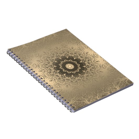 Verloopbruine bronzen zijdevormig sierdeksel notitieboek (Rechterzijde)