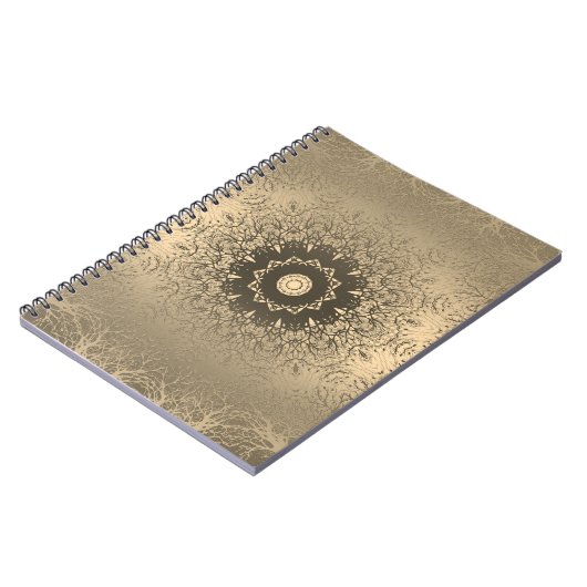 Verloopbruine bronzen zijdevormig sierdeksel notitieboek (Linkerzijde)