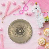 Verloopbruine bronzen zijdevormig sierdeksel papieren bordje (Feest)