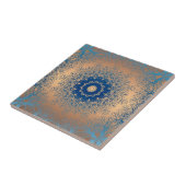 Verloopbruine bronzen zijdevormig sierdeksel tegeltje (Zijkant)