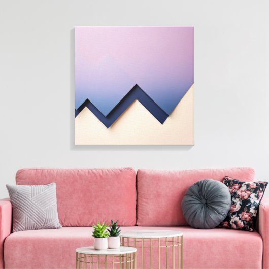 Verloopdriehoeken – Indigo naar Lila Abstract Canvas Afdruk (Insitu (Woonkamer))
