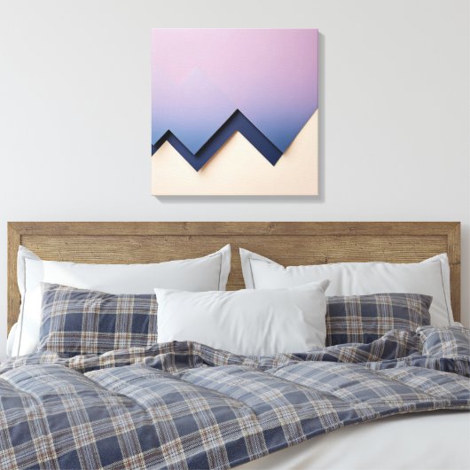 Verloopdriehoeken – Indigo naar Lila Abstract Canvas Afdruk (Insitu (Slaapkamer))