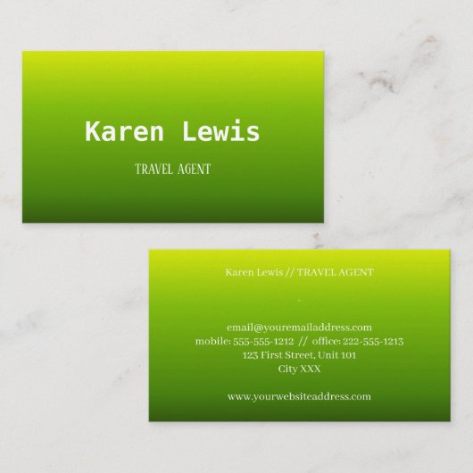 Verloopgroen en geel visitekaartje (Voorkant / Achterkant)