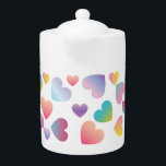 Verloopkleur Harten Theepot<br><div class="desc">Dit zijn schattige gradiënt kleur harten van verschillende grootte in een willekeurig patroon.</div>