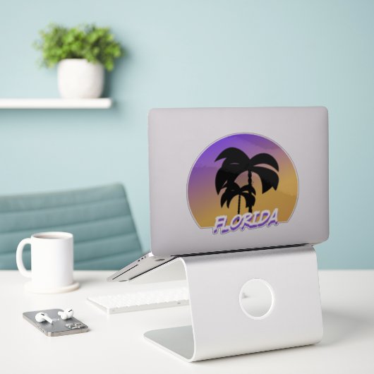 Verlooppalmen Paarse ventilatie Sticker (Laptop op bureau)