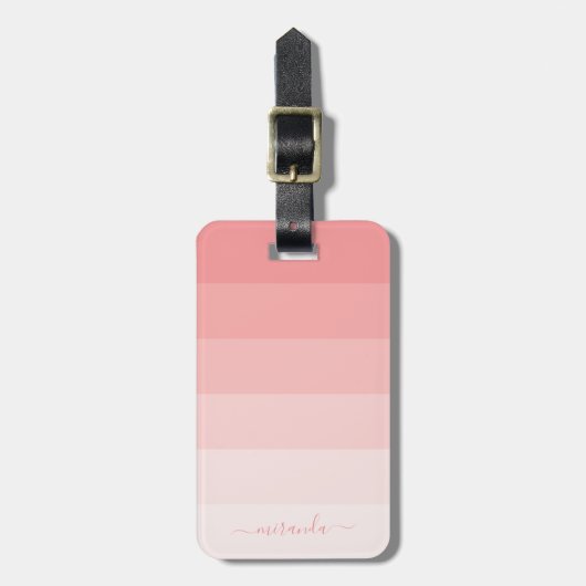 Verlooppasta roze strepen met aangepaste naam bagagelabel (Voorkant verticaal)