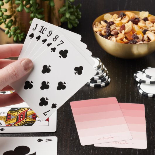 Verlooppasta roze strepen met aangepaste naam pokerkaarten (Insitu)