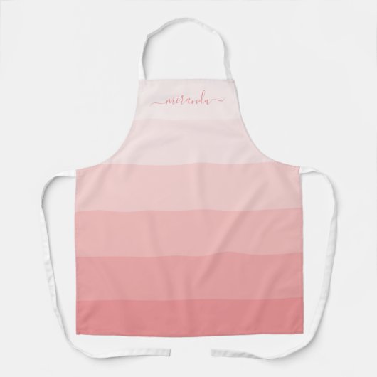Verlooppasta roze strepen met aangepaste naam schort (Voorkant)