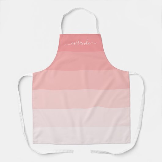 Verlooppasta roze strepen met aangepaste naam schort (Voorkant)