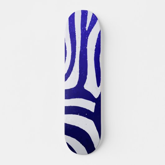 Verlooppatroon Blauwe Zebra op Modern Witte Design Persoonlijk Skateboard (Voorkant)