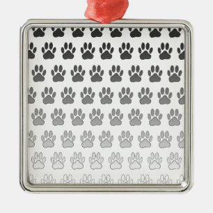 Verlooppootafdrukken in zwart, wit en grijs metalen ornament