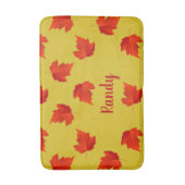 Verlooprode bladeren aangepaste naam geel badmat (Voorkant Verticaal)