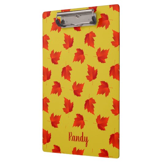 Verlooprode bladeren aangepaste naam geel klembord (Links)