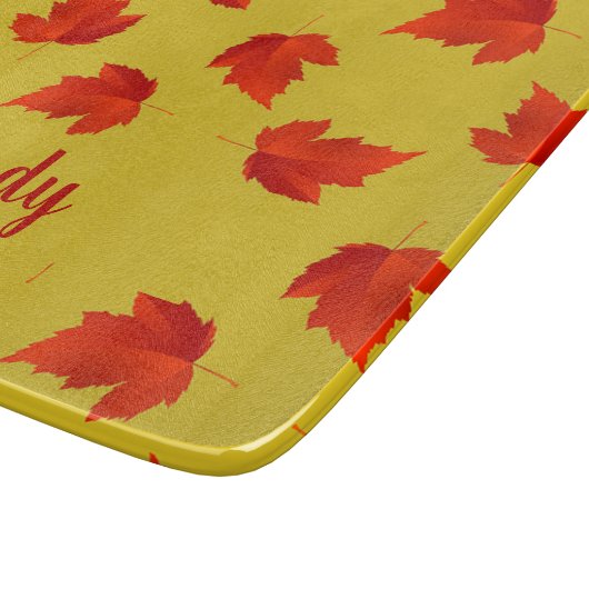 Verlooprode bladeren aangepaste naam geel snijplank (Hoek)