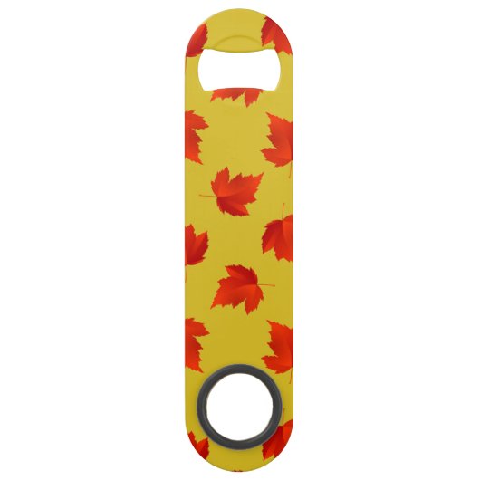 Verlooprode bladeren aangepaste naam geel speed flessenopener (Achterkant)