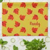 Verlooprode bladeren aangepaste naam geel theedoek (Gevouwen)