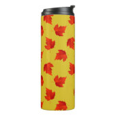 Verlooprode bladeren aangepaste naam geel thermosbeker (Gedraaid links)