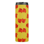 Verlooprode bladeren aangepaste naam geel thermosbeker (Achterkant)
