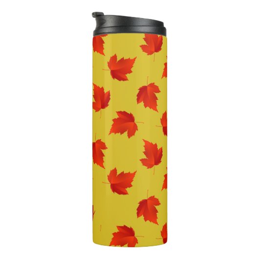 Verlooprode bladeren aangepaste naam geel thermosbeker (Geroteerd rechts)