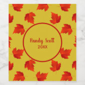 Verlooprode bladeren aangepaste naam geel wijn etiket (Enkel label)