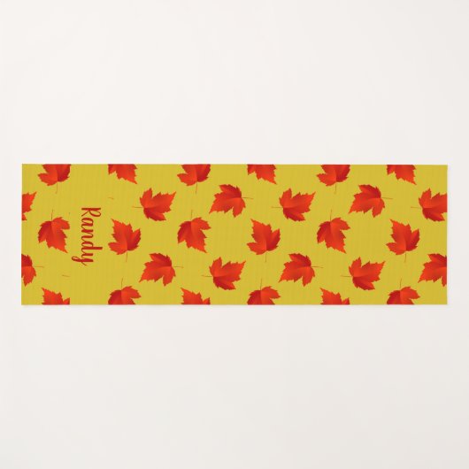 Verlooprode bladeren aangepaste naam geel yogamat (Voorkant (horizontaal))