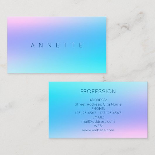 Verlooptoon blauw paars marmer visitekaartje (Voorkant / Achterkant)
