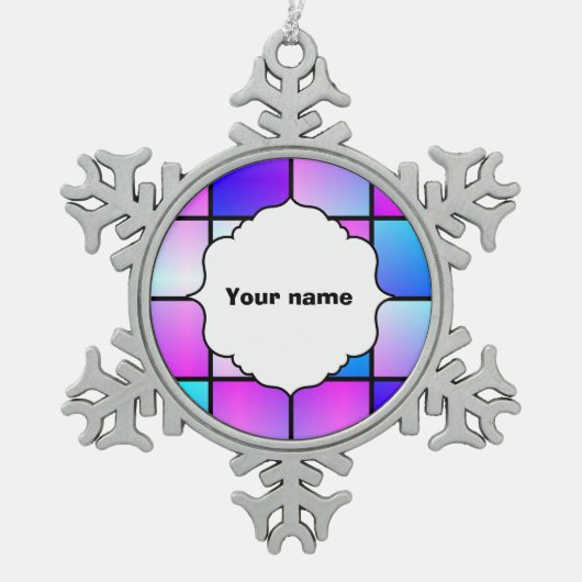 Verloopvierkantpatroon Tin Sneeuwvlok Ornament (Voorkant)