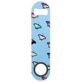 Verloopvlinder op lichtblauwe flesopening speed flessenopener