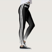 Verloopwit met dubbele zijstreep op zwart leggings (Rechts)