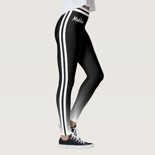 Verloopwit met dubbele zijstreep op zwart leggings (Rechts)