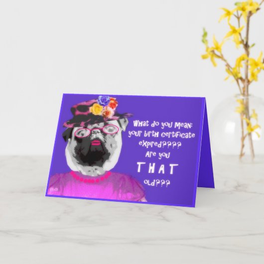 verlopen geboorteakte en pug kaart (Gele Bloem)