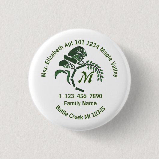 Verloren achterkant winkeladres thuisadres ronde button 3,2 cm (Voorkant)