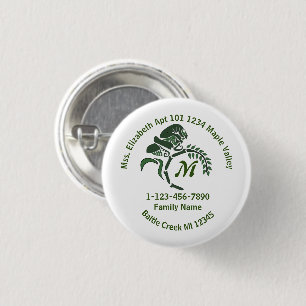 Verloren achterkant winkeladres thuisadres ronde button 3,2 cm