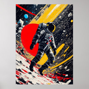 Verloren astronaut in de ruimte poster
