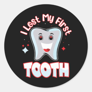 Verloren Eerste Tooth Cute Gefeliciteerd Ronde Sticker