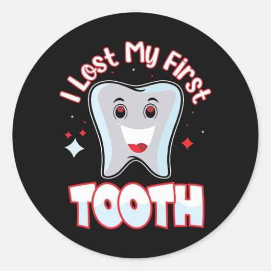 Verloren Eerste Tooth Cute Gefeliciteerd Ronde Sticker (Voorkant)