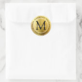 Verloren en Gevonden Monogram in Goud Metallic Ronde Sticker (Tas)